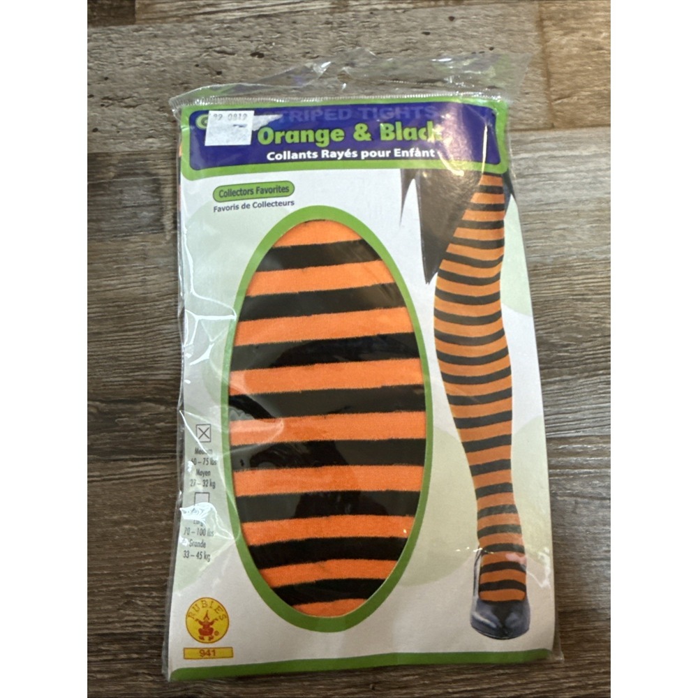 RUBIES Girls HALLOWEEN Party Striped Tights - Orange/Black - Size Med - NEW!